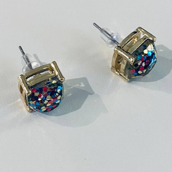 Glitter Multicolored Studs Earrings NEW - Picture 3 of 3